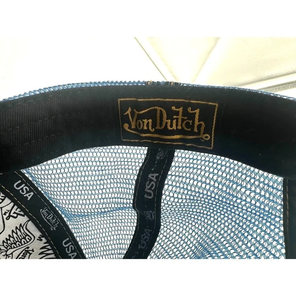 Von Dutch Adjustable Mesh Back Trucker Hat Blue/Black Multicolor Logo